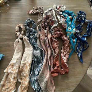 Free People hair scrunchie and hair scarves set